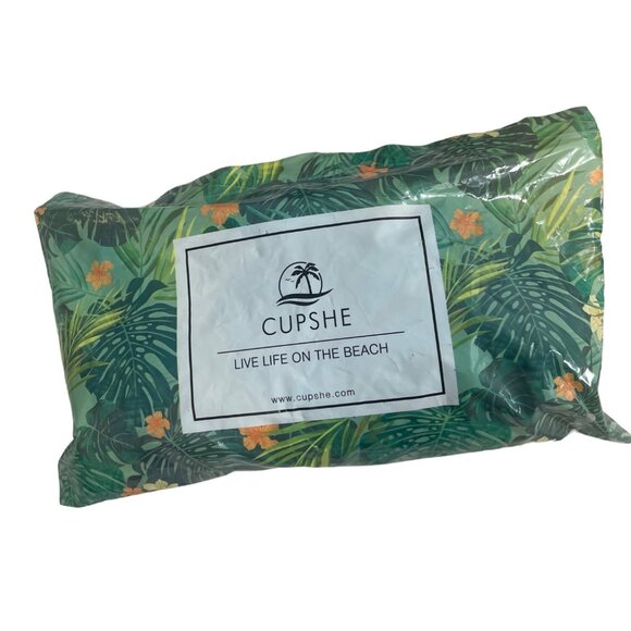 Cupshe Teal & Tropical Leaf Print High Waisted Bikini Set Sz L - New - Picture 10 of 11